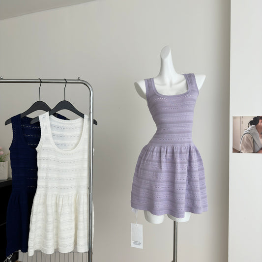 Lavender Purple Dress Womens Whitening Waist-Cinching Short Skirt