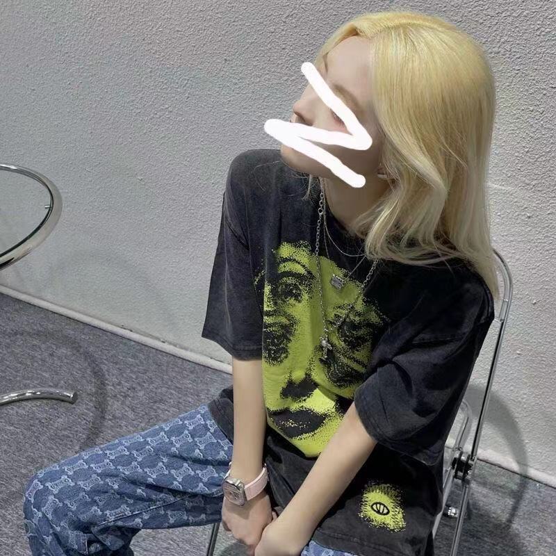 Black Short Sleeve T-shirt Girl's Cotton Top