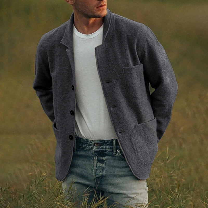 Men's Youthful Foreign Trade Solid-Color Trendy Fashion Wool Jacket