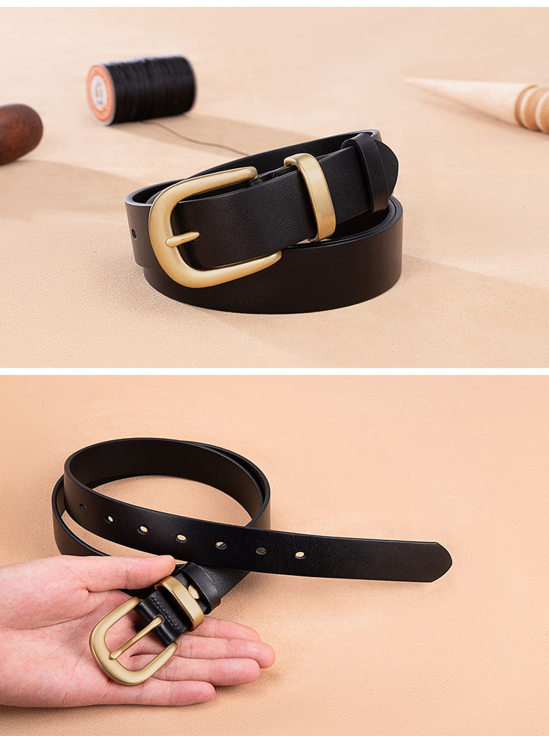 New First Layer Cowhide Belt Simple Copper Decorative Pin Buckle All-match Wholesale Leather