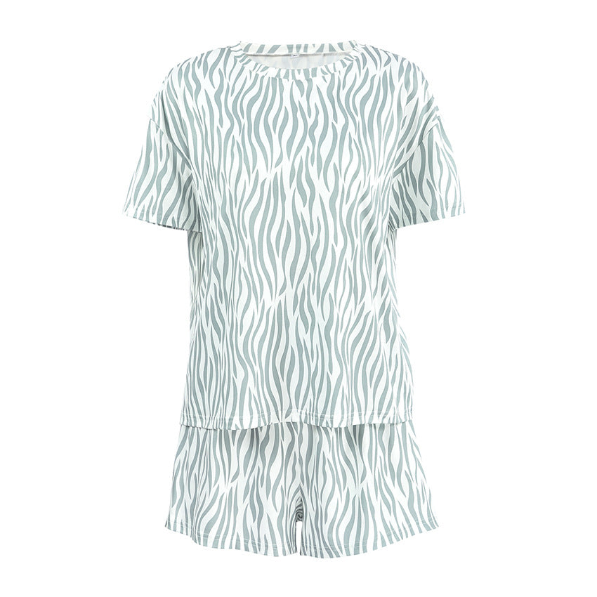 Striped Short-sleeve Shorts Breathable Two-piece Set