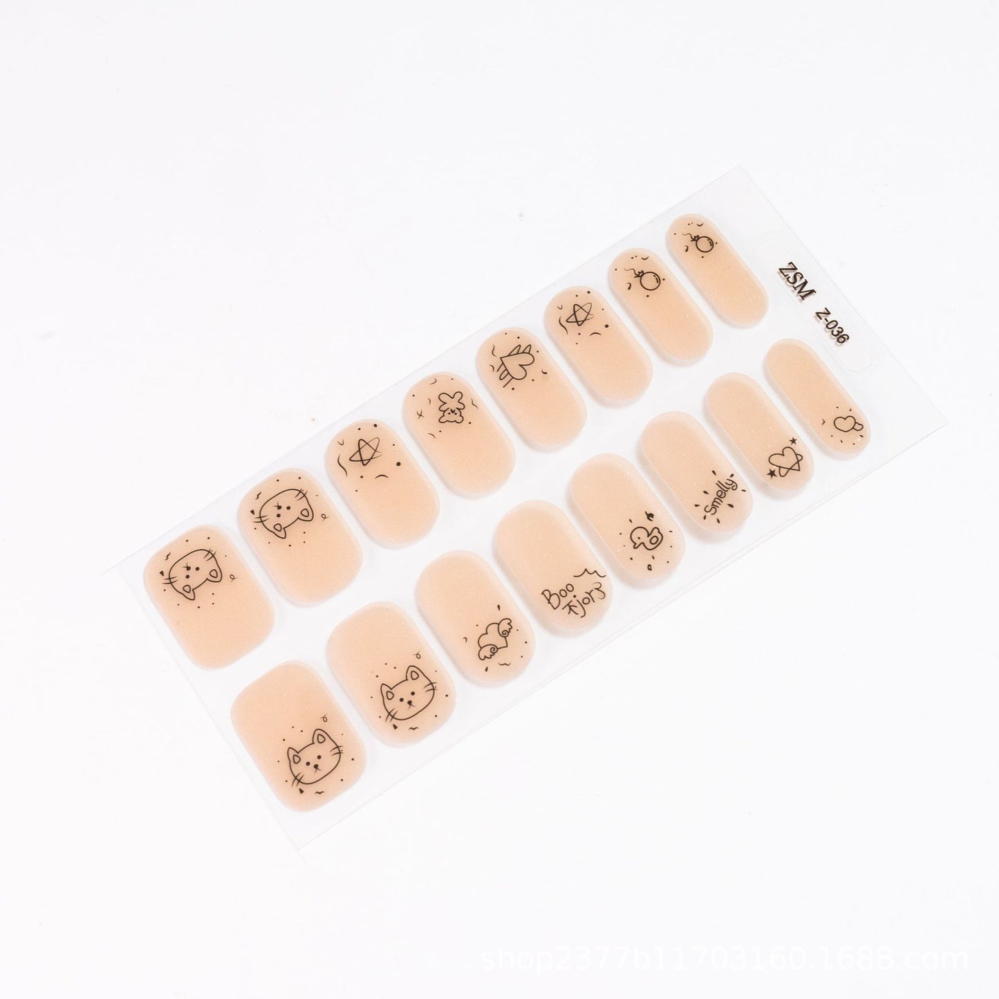 16 Finger Diamond Nail Sticker 3D Waterproof