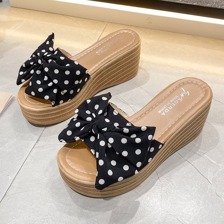 Fashion Word Out Wedge  Toe High Heel Slippers