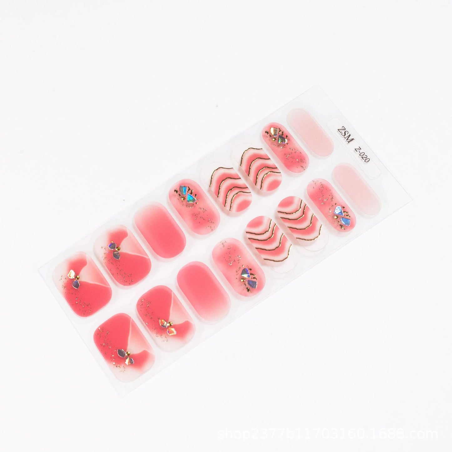 16 Finger Diamond Nail Sticker 3D Waterproof