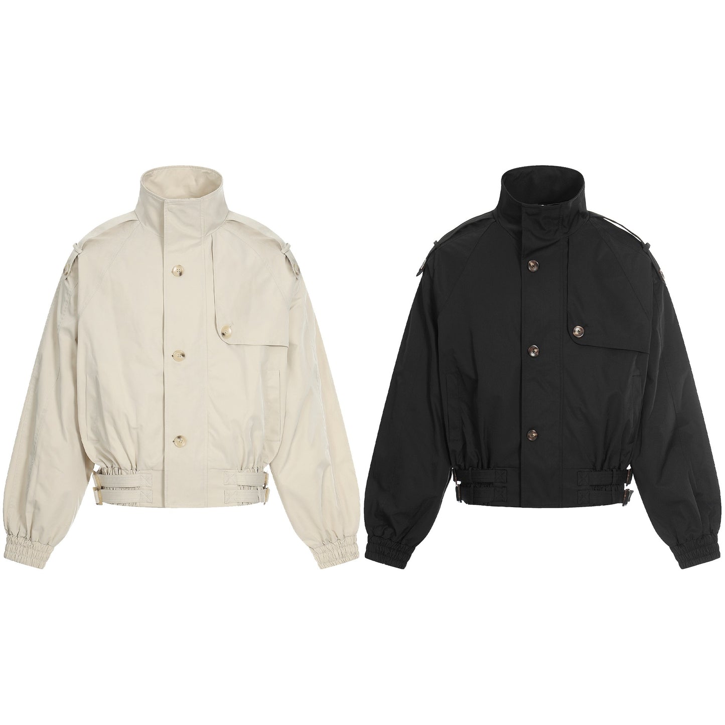 Mens Retro Solid-Color Stand-Up Collar Short Casual Jacket