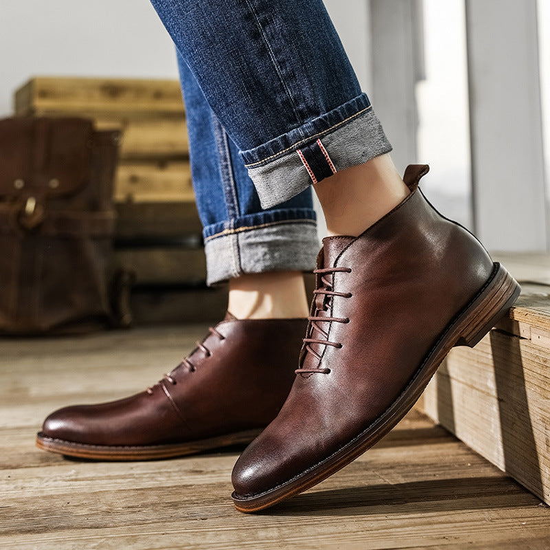 High-top Shoes Men's Business Suit Leather Boots England