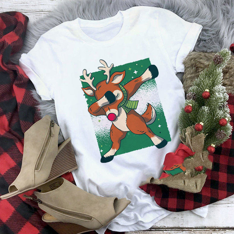 Christmas T-shirt Women's Summer Plus Size With Short Sleeves