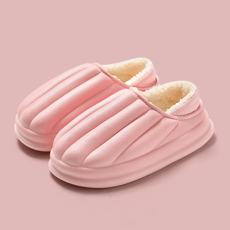 Fashion Shell Shape Design Cotton Shoes Women Waterproof Thick-soled Non-slip Plush Slippers Winter Indoor Outdoor House Shoes