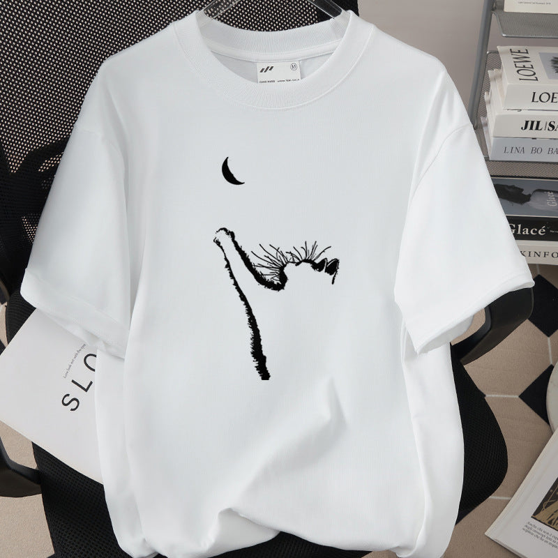 Creative And Fun Side-profile Cat Design T-shirt For Your Adorable Pet