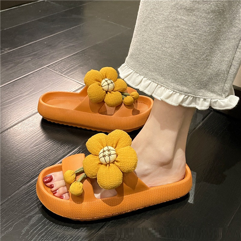 Summer New Outer Wear All-match Non-slip Flower Slippers