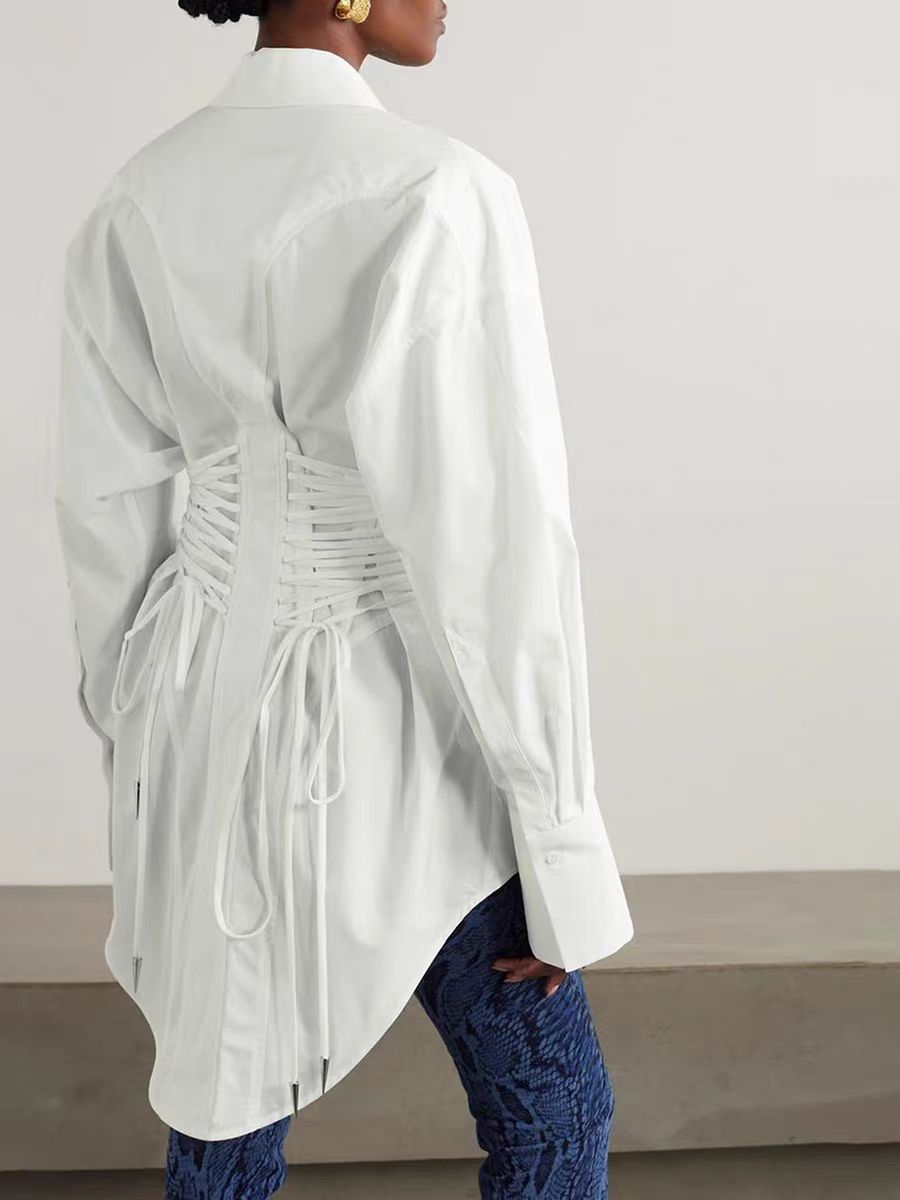 Slimming Stylish Drawstring Shirt Jacket That Accentuates The Waist
