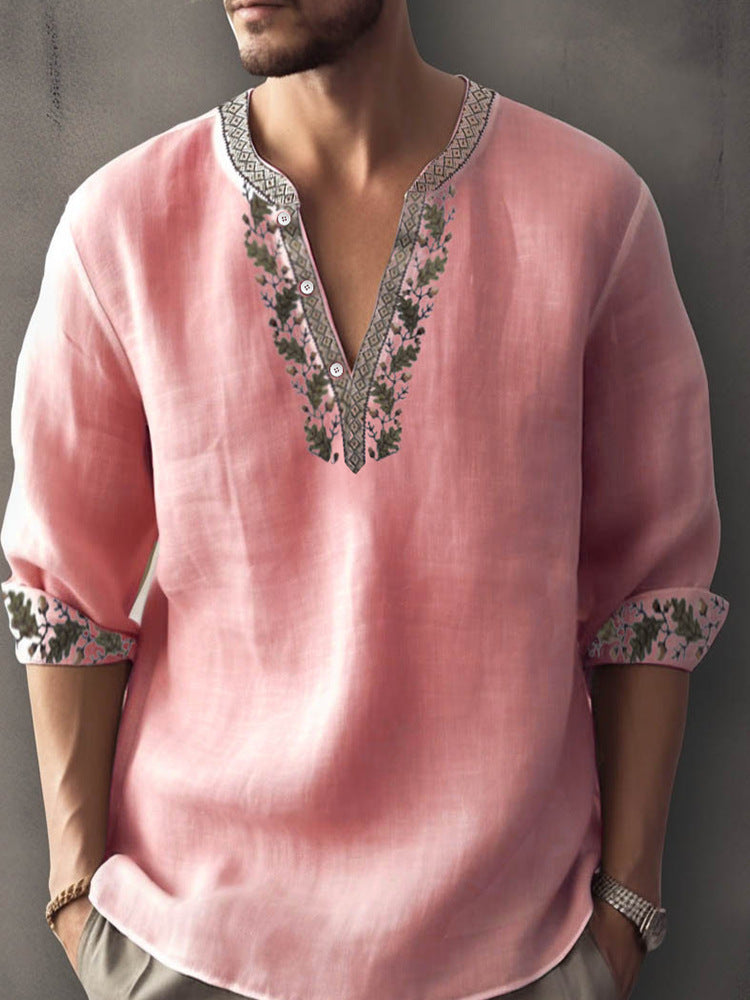 Digital Printing Bamboo Linen Long Sleeve European And American