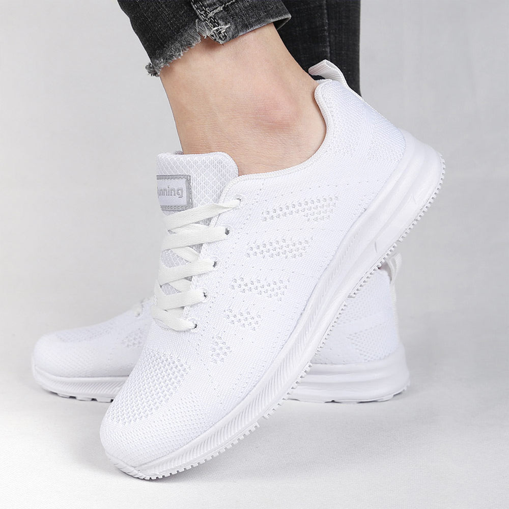 Sorte Hvide Sneakers Til Kvinder Med Snøre Løbesko Gåsko