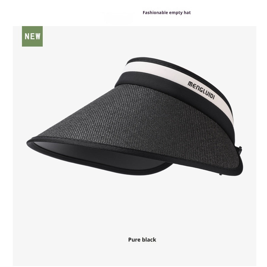 Sun Protection Hat Widened Large Brim Straw Woven Air Top Outdoor Face Covering Folding