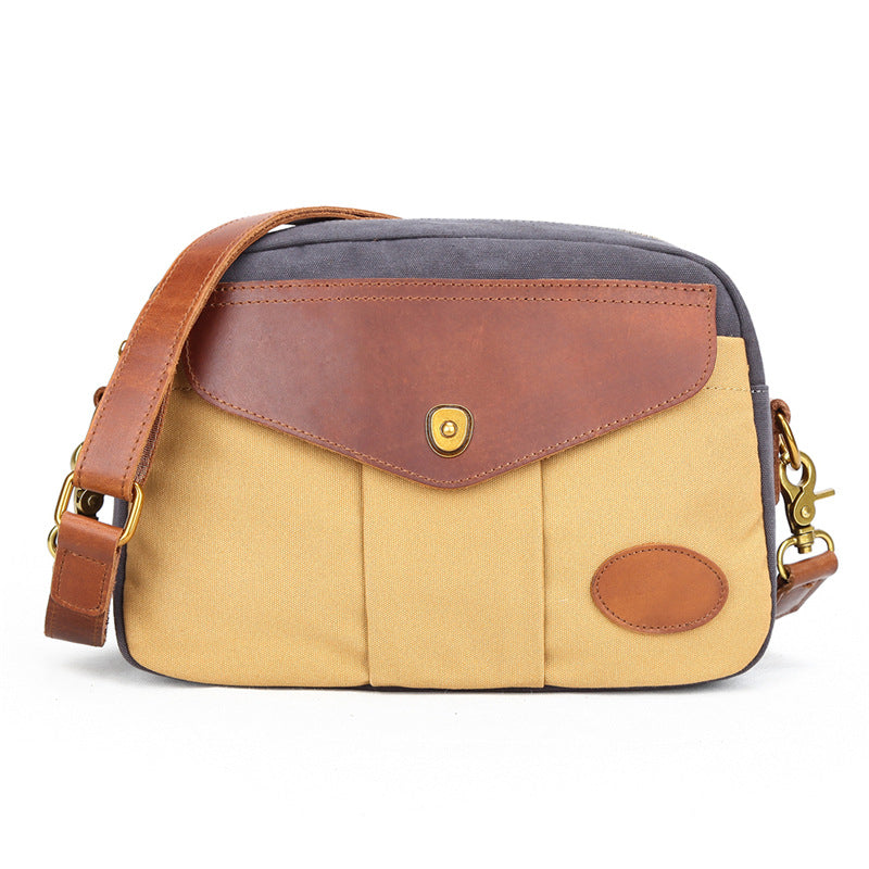 Farveblokket Retro Lærred Skuldertaske/Crossbody-taske