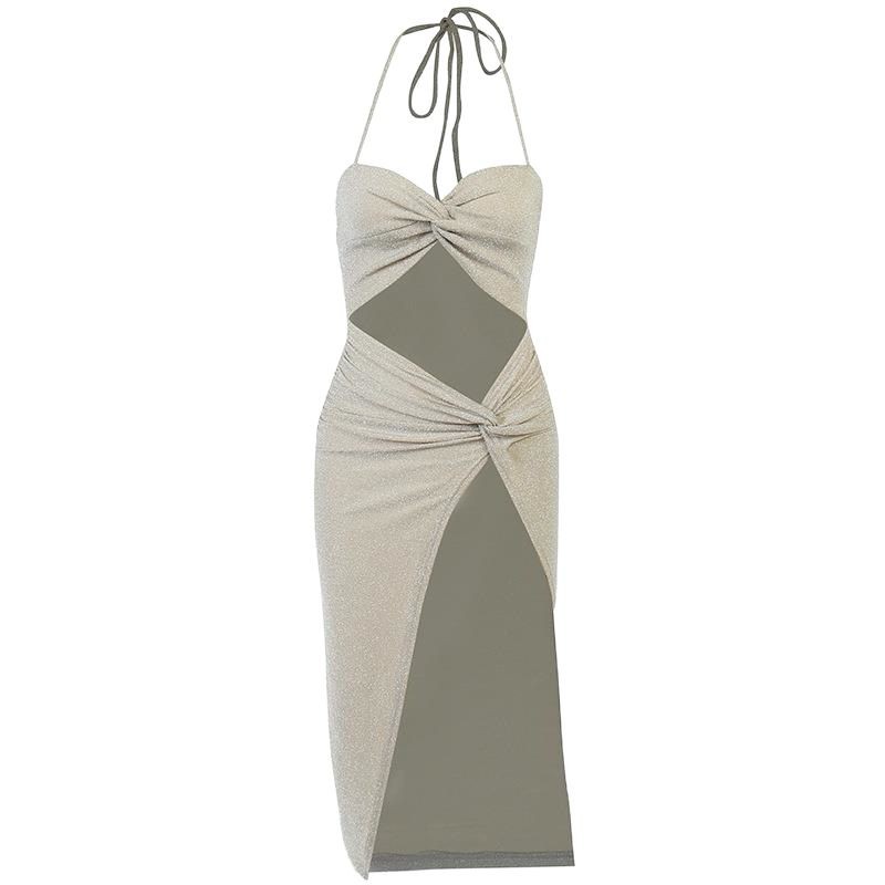New Split-front Gold And Silver Thread Dress