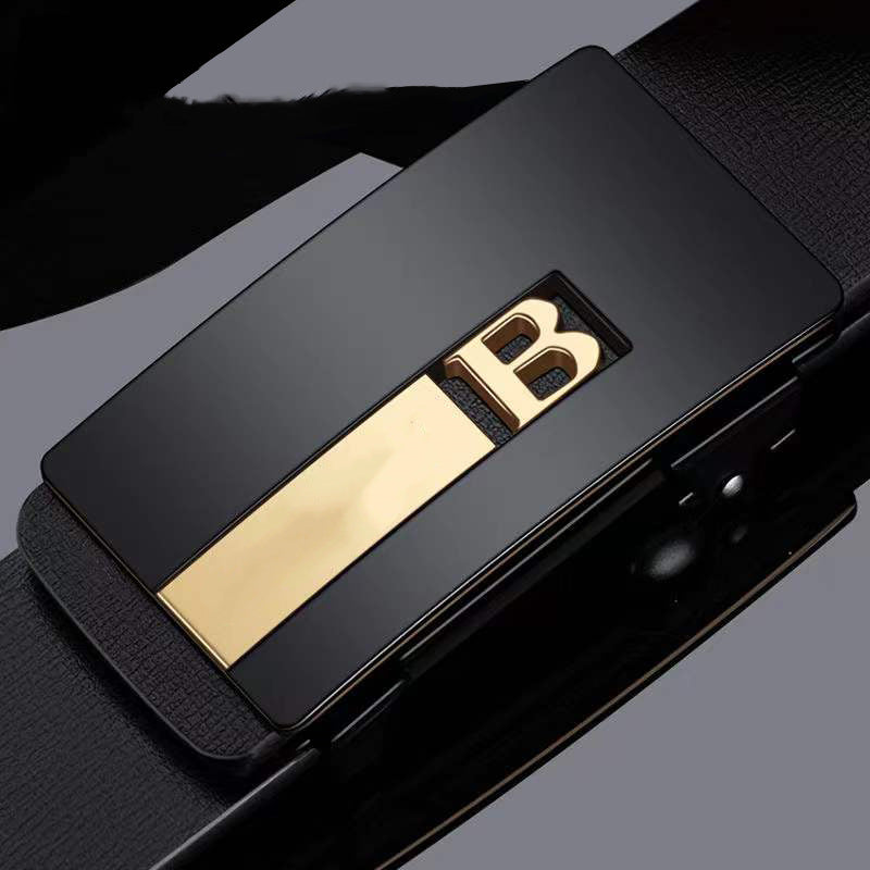 Men's Leather Inner Wear Toothless Automatic Buckle Belt