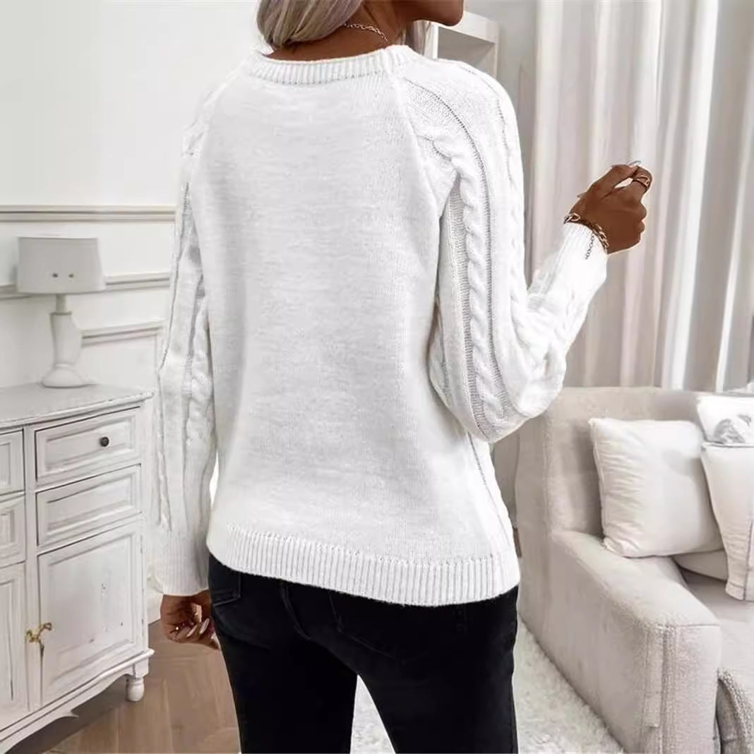 Twisted Pullover Strikket Rundhalset Sweater