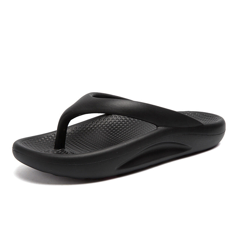 Flip-flops Men Wear Sandy Beach Platform Outside And Step On Shit