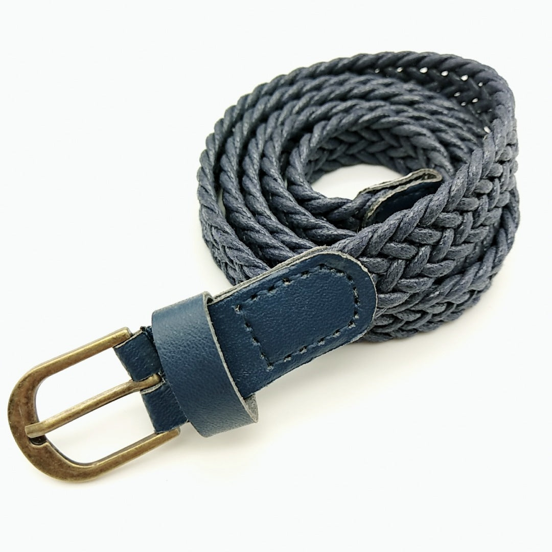 Retro Style Wax Rope Clothing Woven Belt Pu Bronze Alloy Pin Buckle Fashion Machine Woven Women's Belt