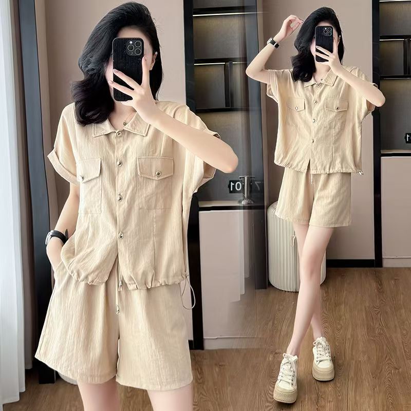 New Summer Casual Sportswear Set Solid-color Top And Shorts