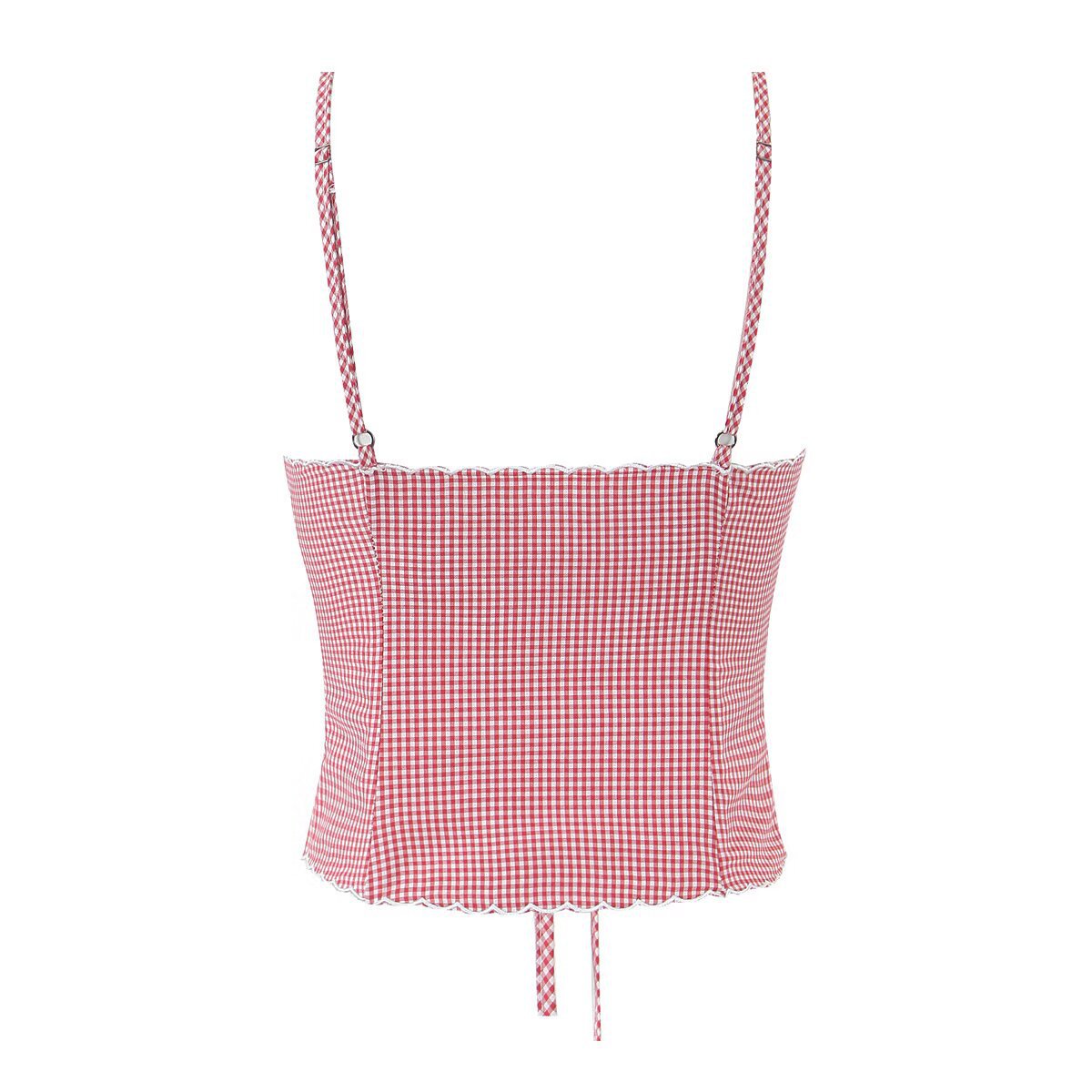 European And American Style V-neck Embroidery Plaid Sling Small Tank Top Women