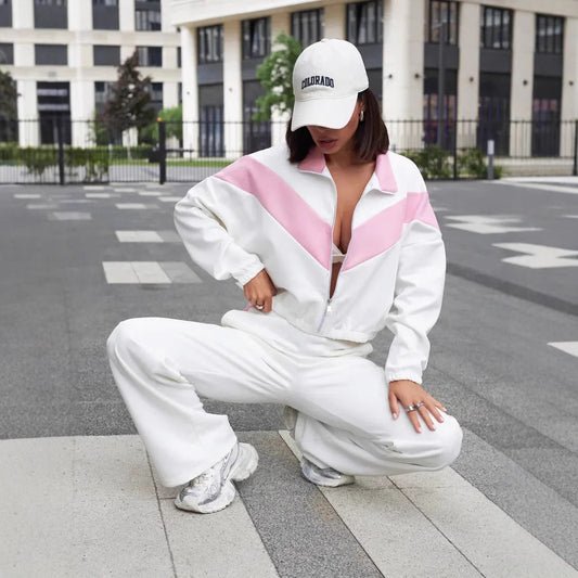 European And American-style Casual Women's Color-block Set