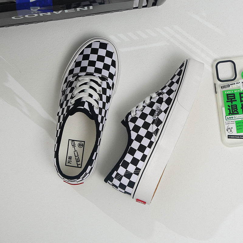 Classic Canvas Women's Checkerboard Couple Retro Student Low-top Casual Shoes