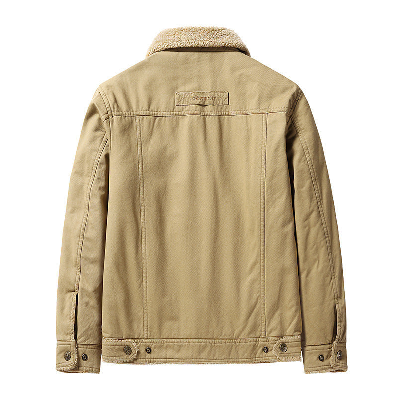 Fleece-lined Thickened Casual Fashion Polo Collar Men's Jacket