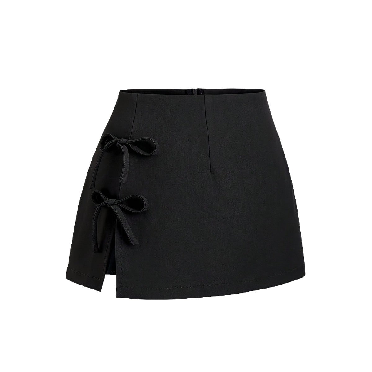 Bow-tied Sexy Slit A-line Mini Skirt
