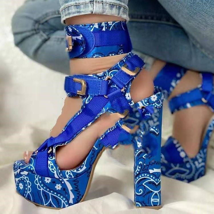 Super Heel Velcro Satin Couture Sandals