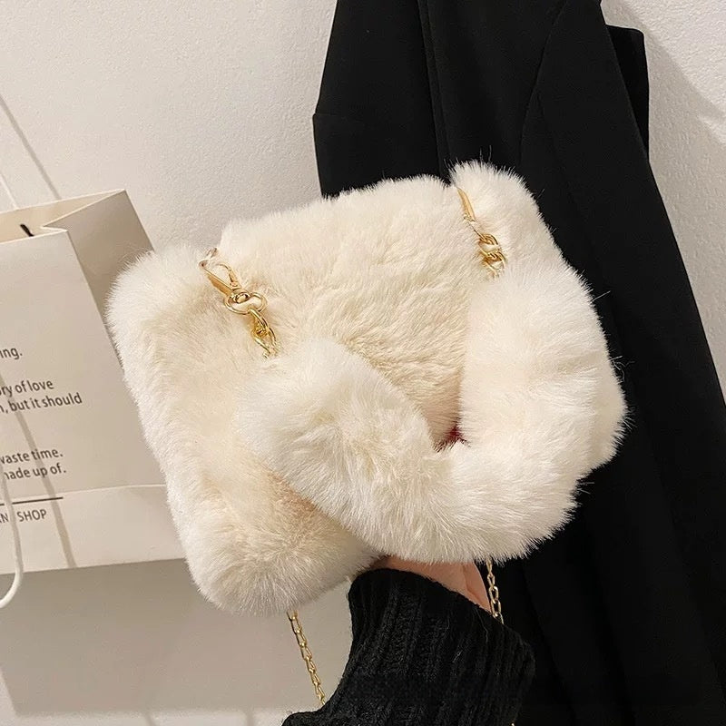 Square Plush Portable Fashion Simple Chain Bag Single-shoulder Bag