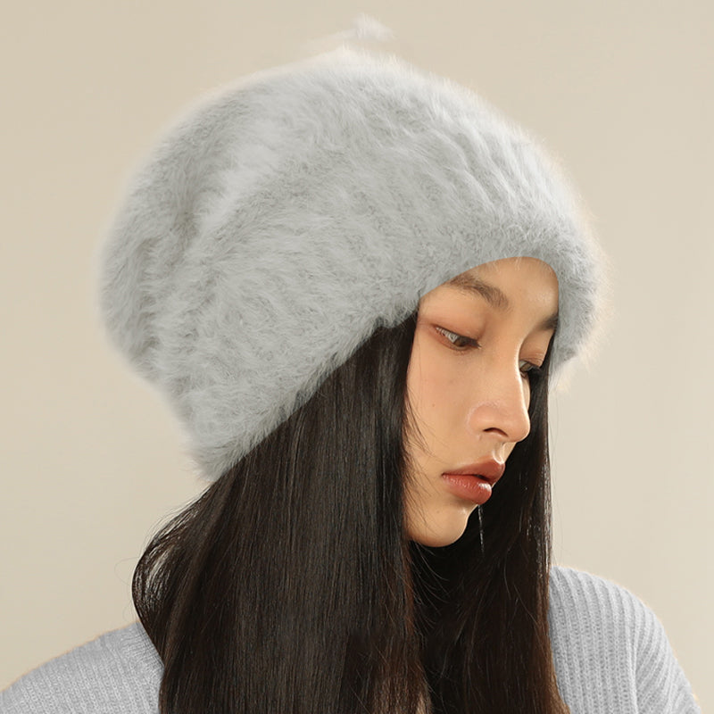 White Big Head Circumference Knitted Huge Woolen Hat