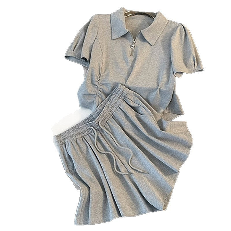 Loose-fitting Wide-leg Shorts Two-piece Set