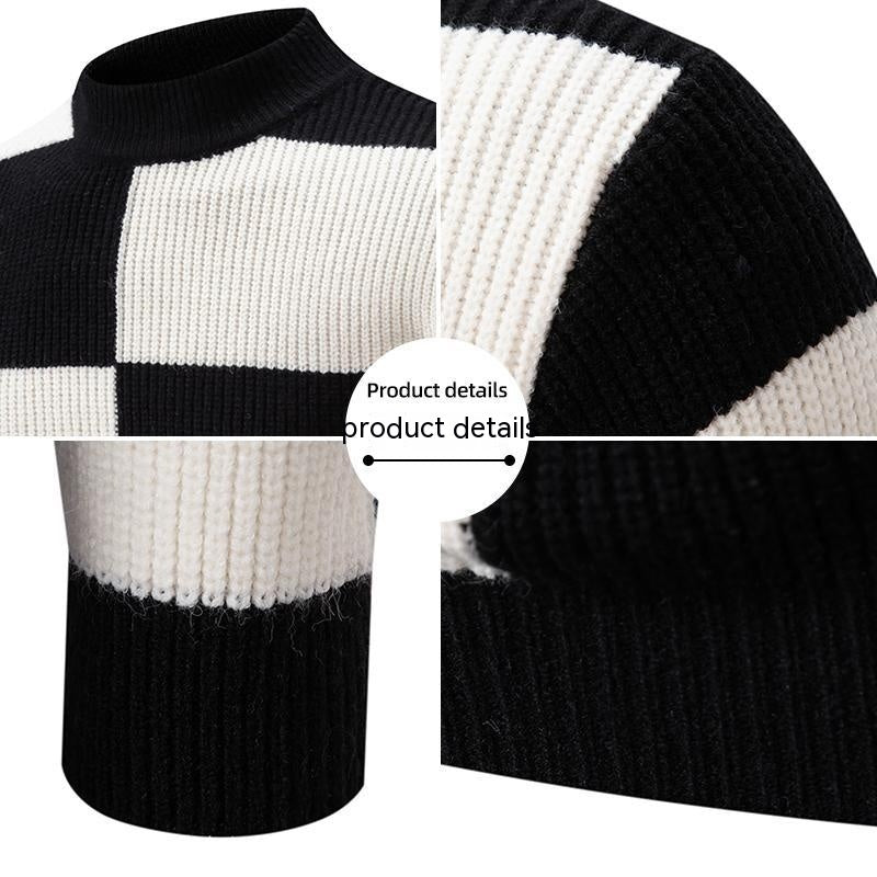 Herre Half-høj Krave Slim-fit Jumper Strik Koreansk Ungdom Mode Casual Top