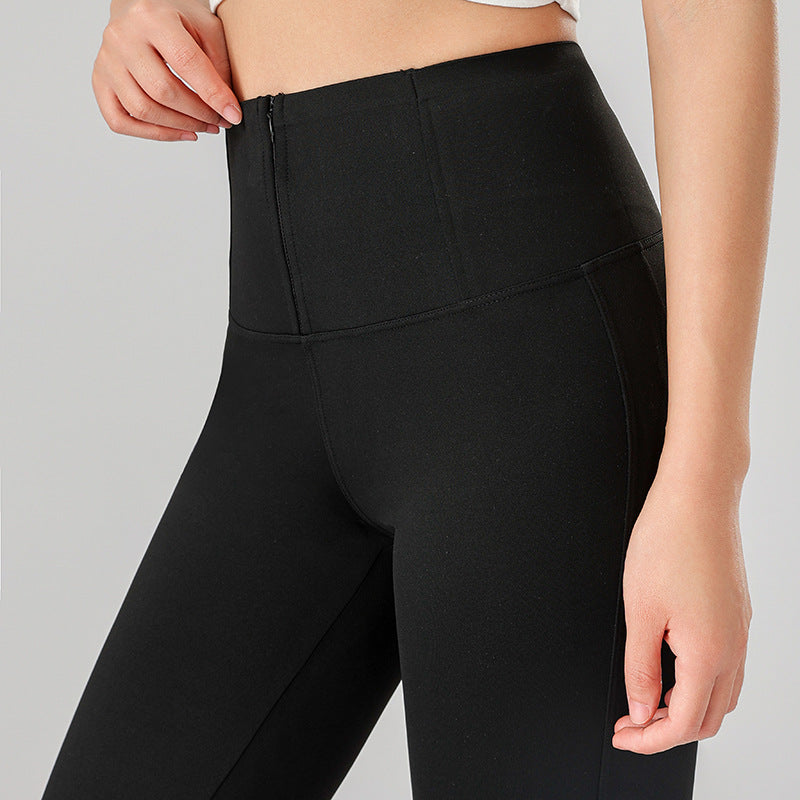 Zipper Slightly Pull Outer Wear High Waist Yoga Pants