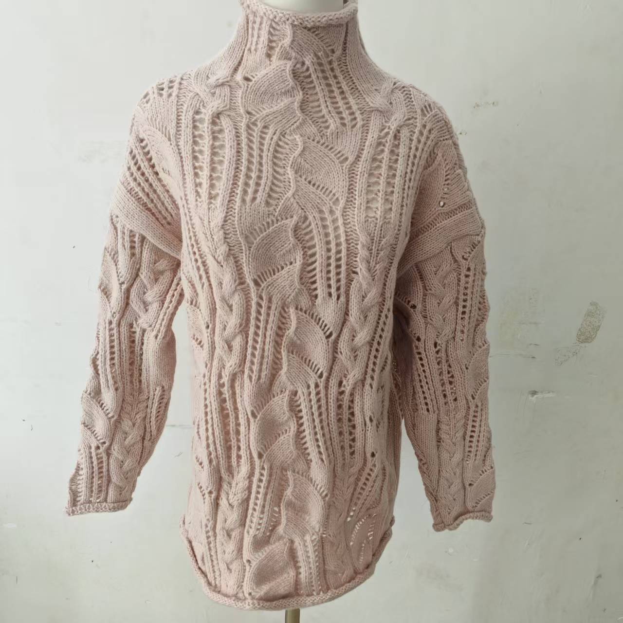 Star Same Style Solid Color Half Hollow Out Sweater