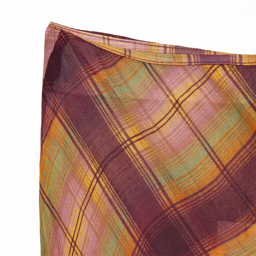 Designer-style Plaid Mid-rise Midi Skirt