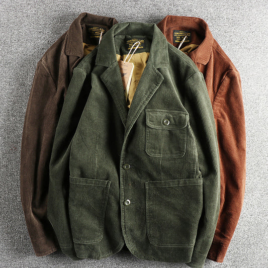 Heavy Amekaji Retro Washed Pure Cotton Corduroy Casual Jacket