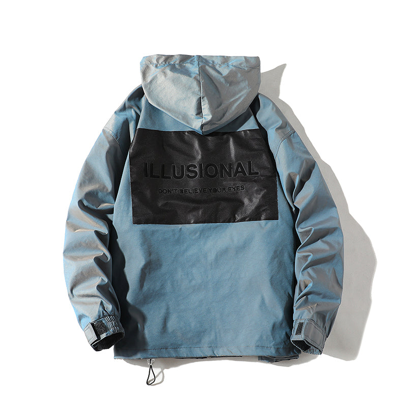 Reflective Chameleon Hooded Loose Work Jacket
