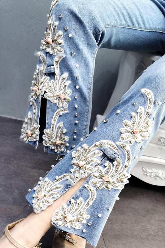 Beaded Flared Pants Slim Korean Version Was Thin Summer New Style