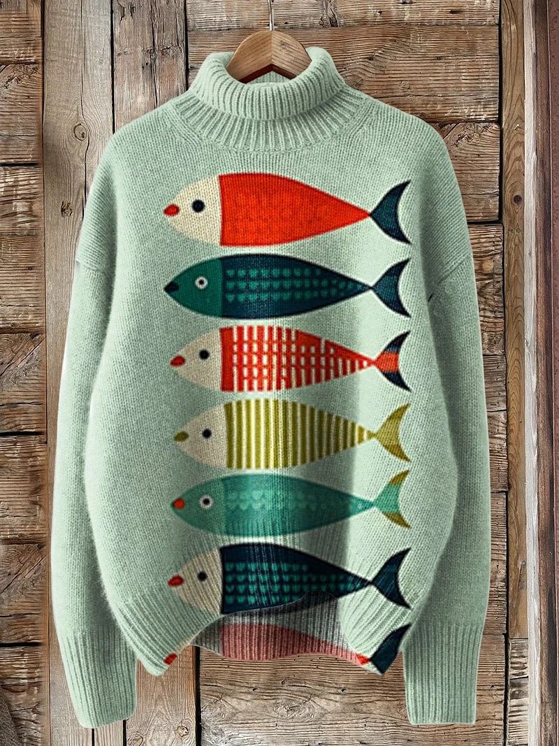 Christmas Women's Printed Wear Turtleneck Sweater