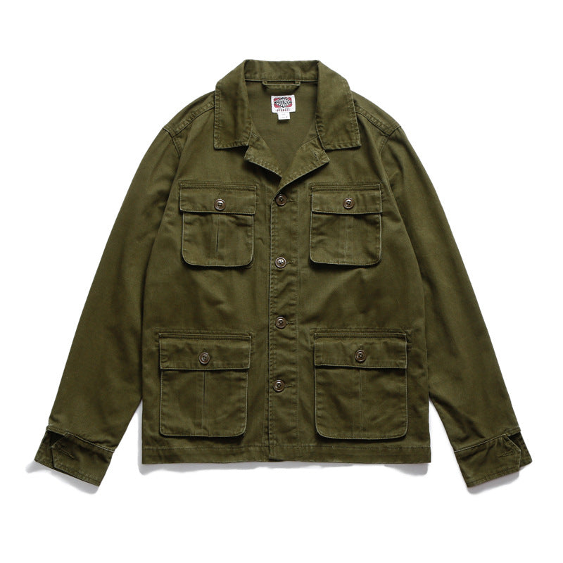 American Retro Multi-pocket Workwear Coat For Men