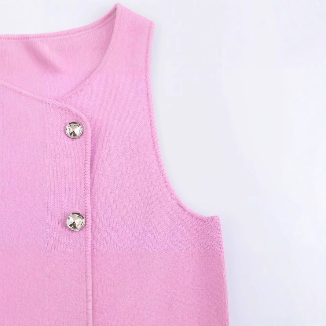 Vest Plain Weaving Knitting Sleeveless