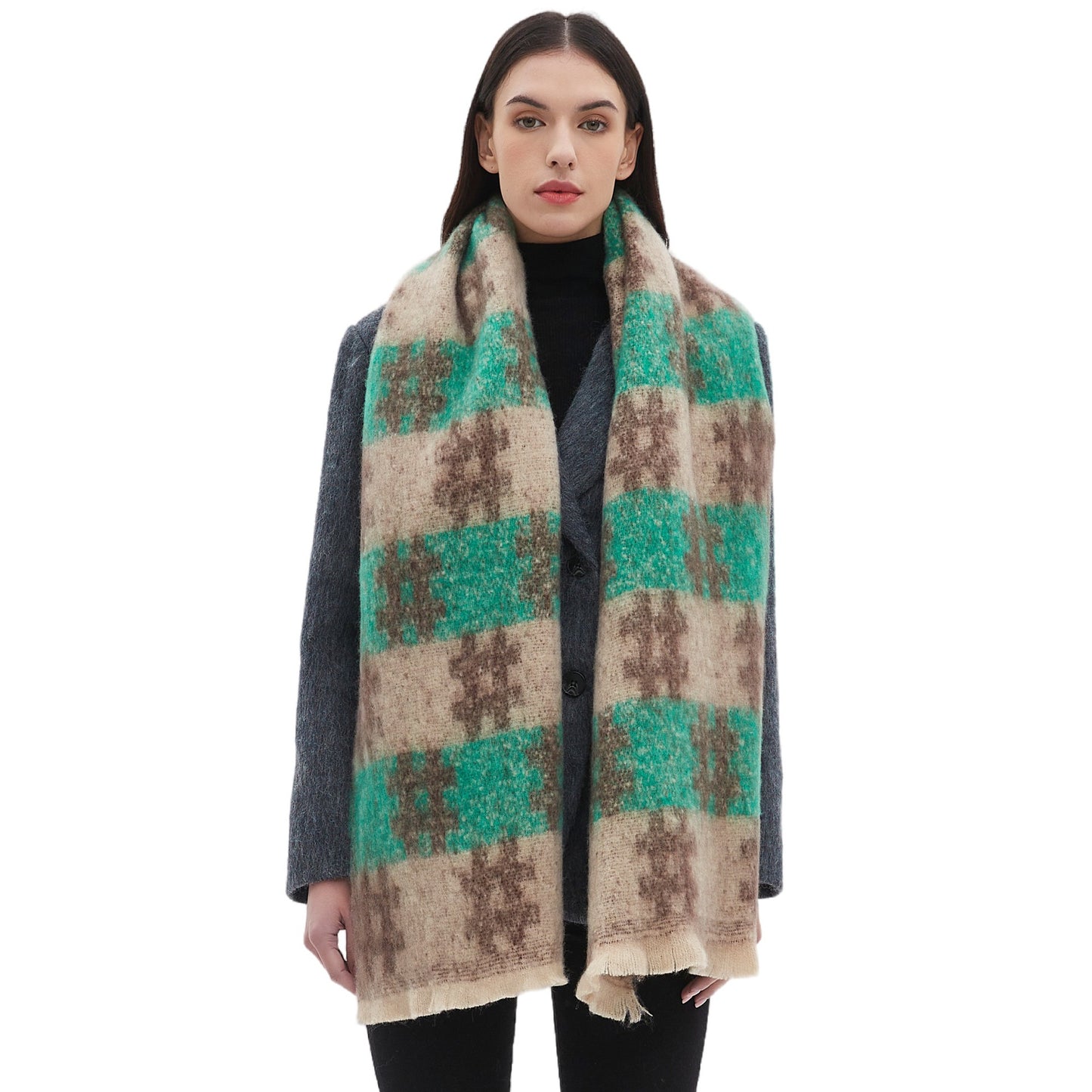 European And American-style Yarn Pattern Jacquard Scarf