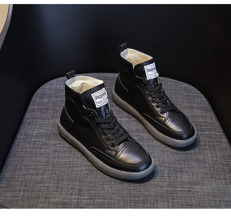 Ankle Boots Plus Size Autumn And Winter Wild Beef Tendon Soft Bottom Genuine Leather Shoes Flat Martens Boots