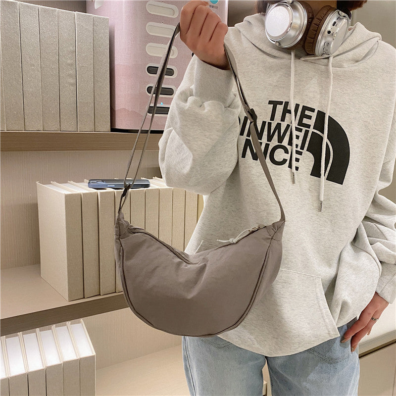 Solid Color Fashion Western Style All-matching Ins Korean Style Shoulder Messenger Bag