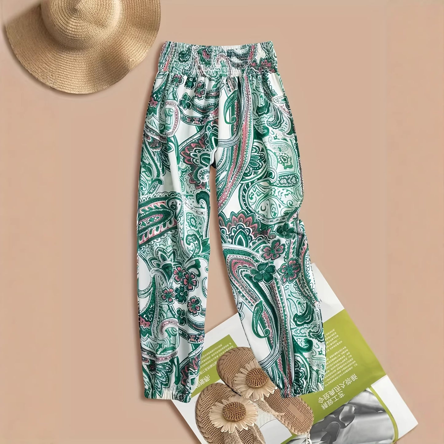 American-style Leopard-print Wide-leg Pants Relaxed