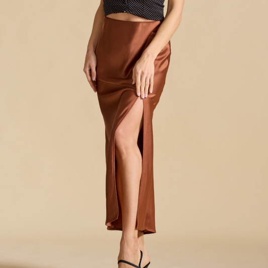 Elastic-waist Slit Maxi Skirt Sexy Patchwork Bodycon For Women