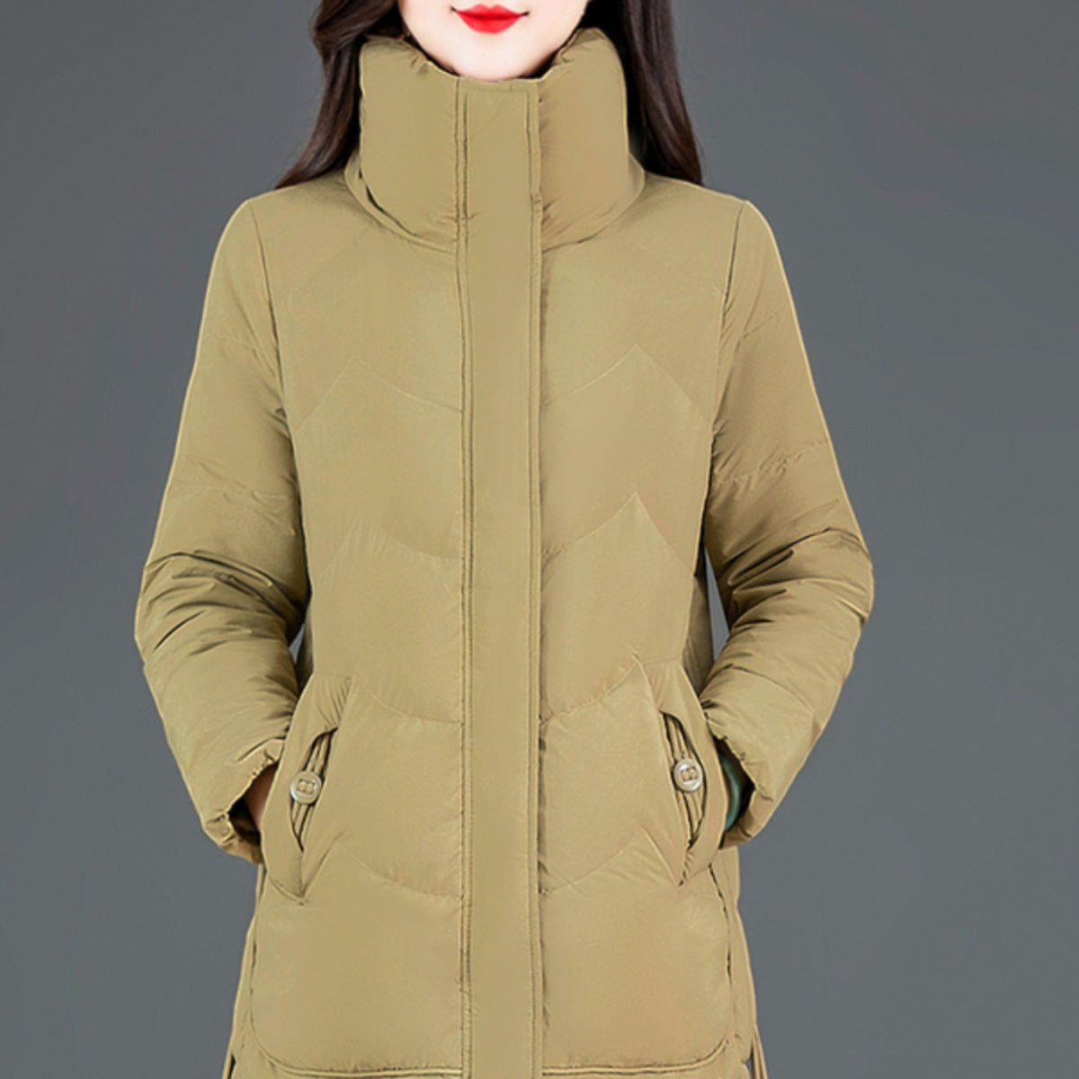 Loose Mid-length High Collar Warm Cotton Coat Jacket